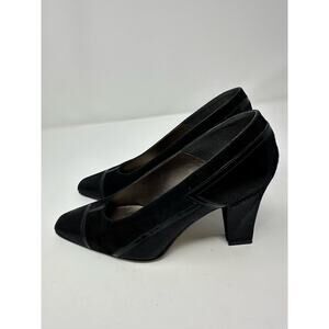Vintage 90s Margaret J Jerrold Made in Spain Leather Black Closed Toe Pumps sz 7